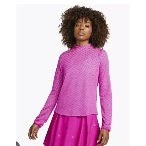 Nike Golf Mock Neck Golf Shirt DH1979-392 DRI-FIT Pink Lightweight Sz M.       J - Picture 1 of 9